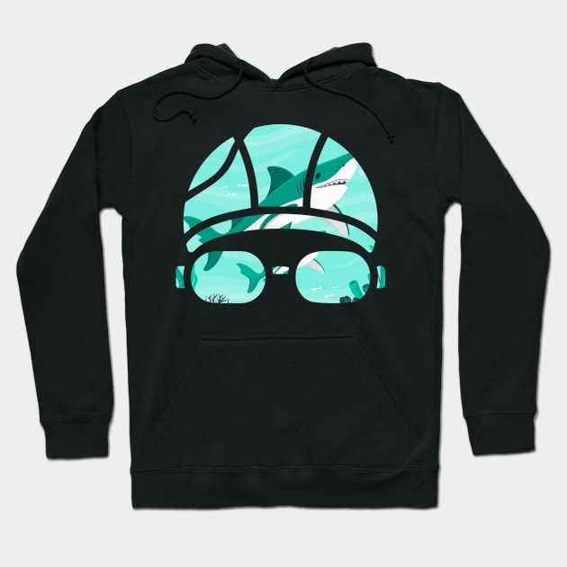 Creative Swimming Cap of a Shark in the Ocean Gift Hoodie by Swimarts